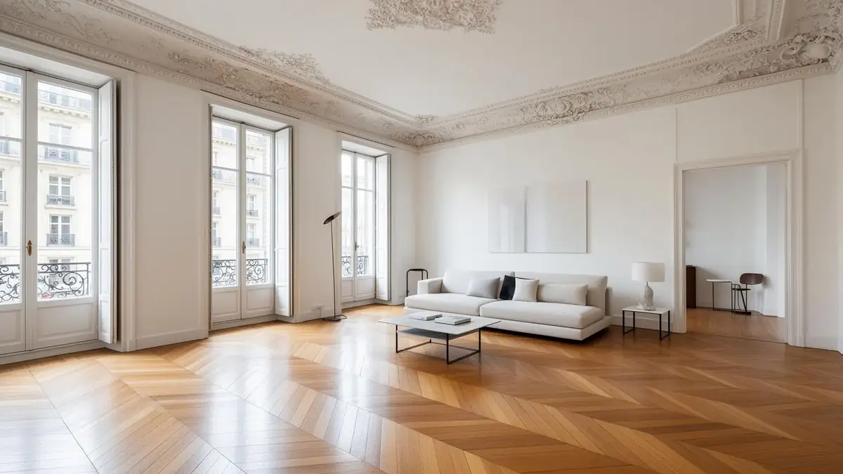 La même salle de bain après rénovation : douche à l'italienne, faïence claire et meuble vasque